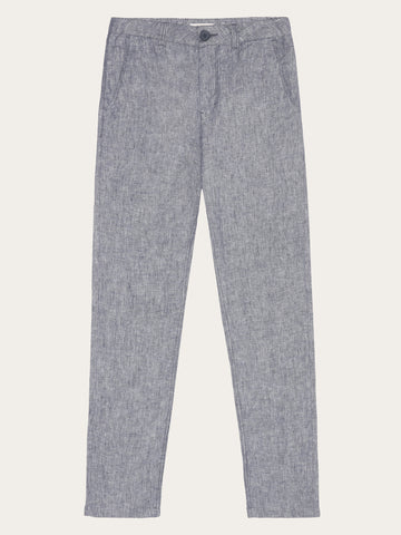 KnowledgeCotton Apparel - WMN CALLA tapered mid-rise linen pants - GOTS/Vegan Pants 1226 Vintage Indigo