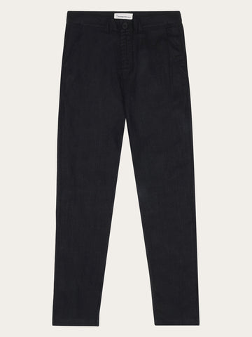 KnowledgeCotton Apparel - WMN CALLA tapered mid-rise linen pants - GOTS/Vegan Pants 1300 Black Jet