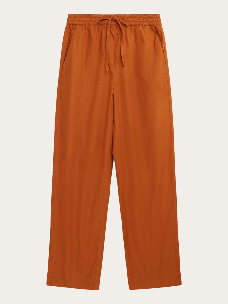 KnowledgeCotton Apparel - WMN CHLOE barrel high-rise poplin elastic waistband pants Pants 1438 Leather Brown