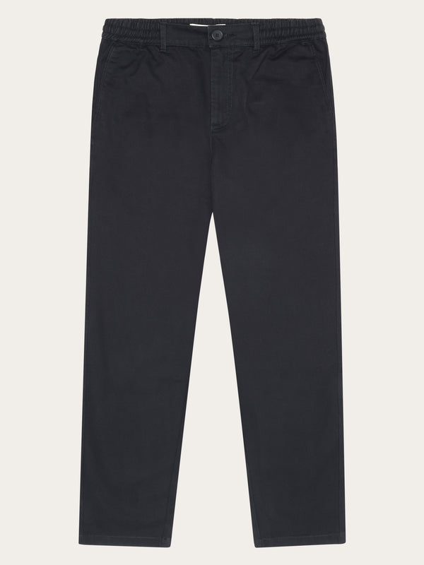 KnowledgeCotton Apparel - WMN CHLOE barrel mid-rise twill chino - GOTS/Vegan Pants 1300 Black Jet