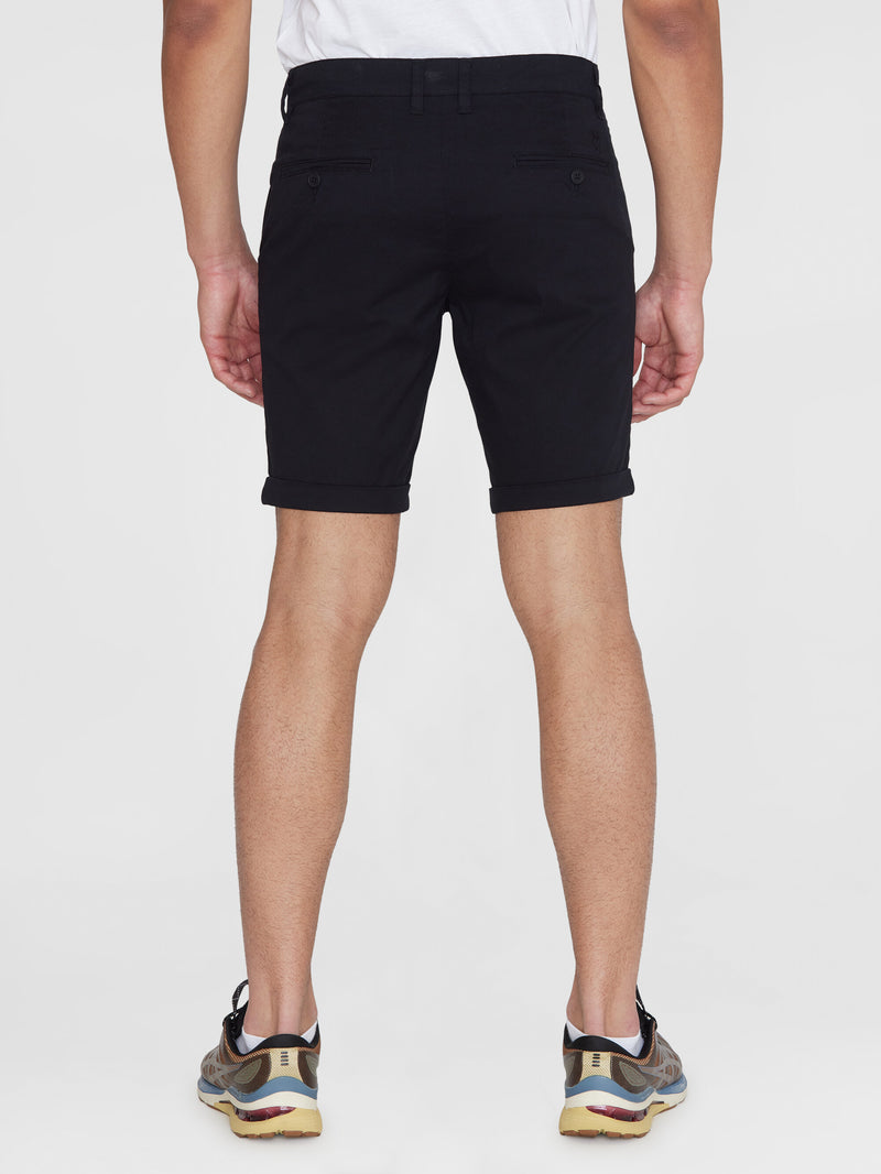 KnowledgeCotton Apparel - MEN CHUCK regular chino poplin shorts Shorts 1300 Black Jet