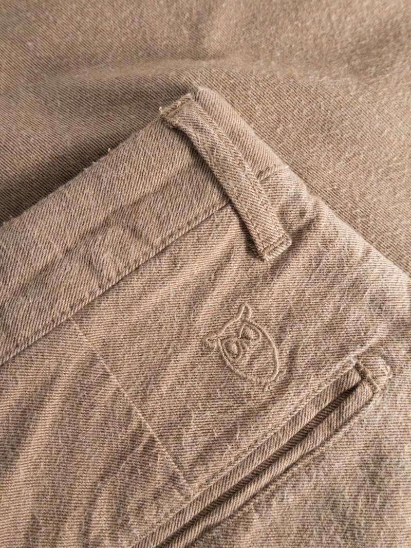KnowledgeCotton Apparel - MEN CHUCK regular flannel chino pants Pants 1336 Kelp melange