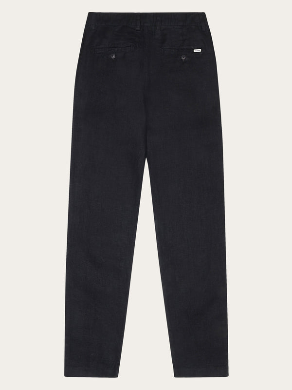 KnowledgeCotton Apparel - MEN CHUCK regular linen pants - GOTS/Vegan Pants 1300 Black Jet