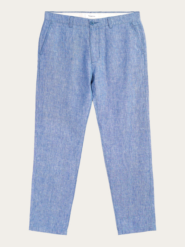 KnowledgeCotton Apparel - MEN CHUCK regular  linen pants - GOTS/Vegan Pants 1432 Moonlight Blue