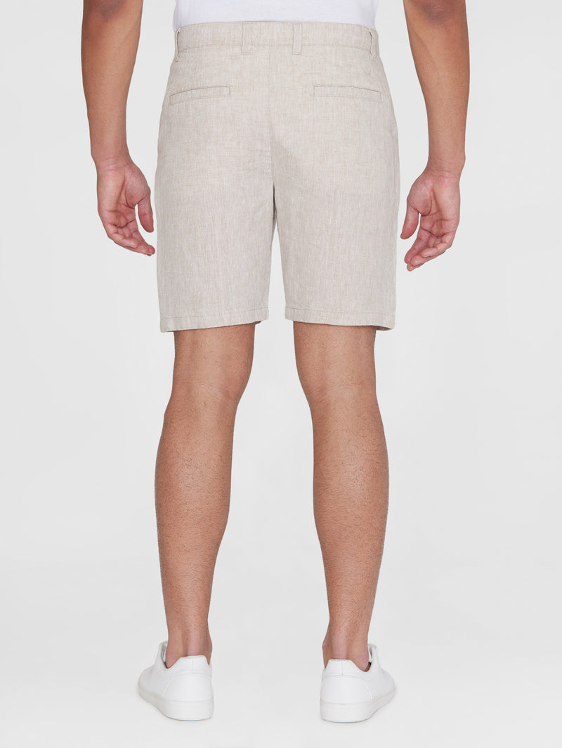 KnowledgeCotton Apparel - MEN CHUCK regular  linen shorts - GOTS/Vegan Shorts 1228 Light feather gray