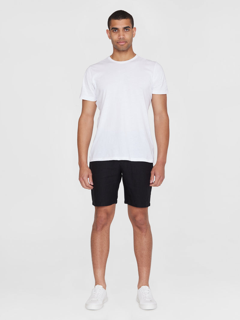 KnowledgeCotton Apparel - MEN CHUCK regular  linen shorts - GOTS/Vegan Shorts 1300 Black Jet