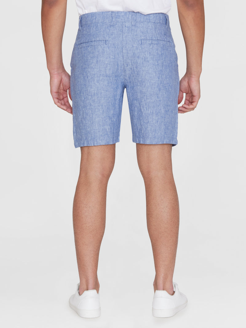 KnowledgeCotton Apparel - MEN CHUCK regular  linen shorts - GOTS/Vegan Shorts 1432 Moonlight Blue