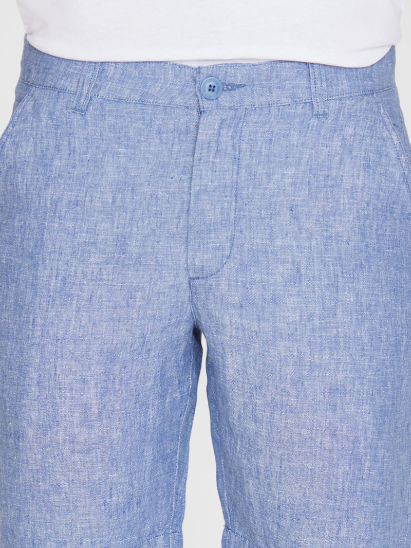 KnowledgeCotton Apparel - MEN CHUCK regular  linen shorts - GOTS/Vegan Shorts 1432 Moonlight Blue