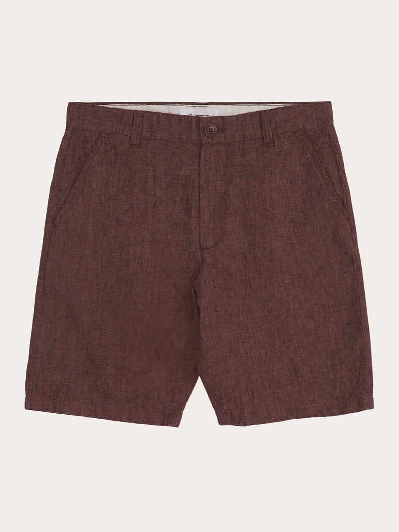 KnowledgeCotton Apparel - MEN CHUCK regular  linen shorts - GOTS/Vegan Shorts 1437 Chocolate Malt