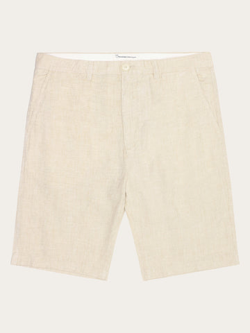 KnowledgeCotton Apparel - MEN Chuck regular linen shorts Shorts 1449 Yarndyed - Light feather gray