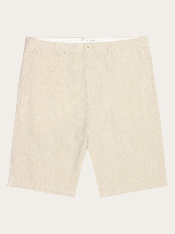 KnowledgeCotton Apparel - MEN CHUCK regular linen shorts - GOTS/Vegan Shorts 1449 Yarndyed - Light feather gray
