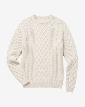 KnowledgeCotton Apparel - MEN Cable knit sweater Knits 1387 Egret