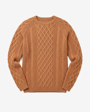 KnowledgeCotton Apparel - MEN Cable knit sweater Knits 1499 Lion