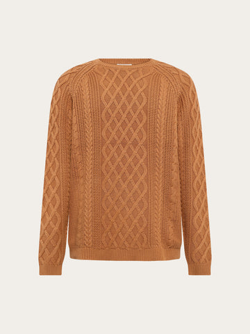KnowledgeCotton Apparel - MEN Cable knit sweater Knits 1499 Lion
