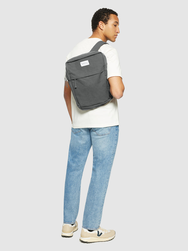 KnowledgeCotton Apparel - UNI Canvas backpack 30L - GOTS/Vegan Bags 1402 Gray Pinstripe