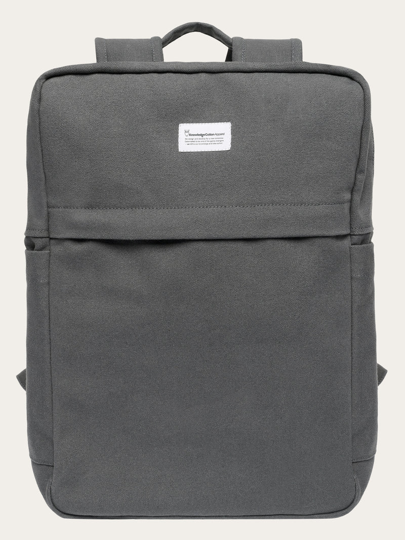 KnowledgeCotton Apparel - UNI Canvas backpack 30L - GOTS/Vegan Bags 1402 Gray Pinstripe