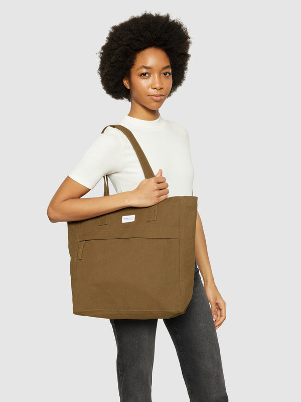 KnowledgeCotton Apparel - UNI Canvas tote bag GOTS/Vegan Bags 1100 Dark Olive