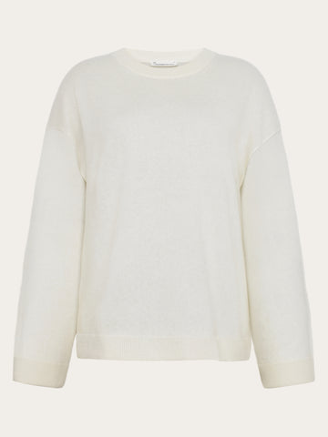 KnowledgeCotton Apparel - WMN Cashmere Crew Neck Knit RWS Knits 1387 Egret
