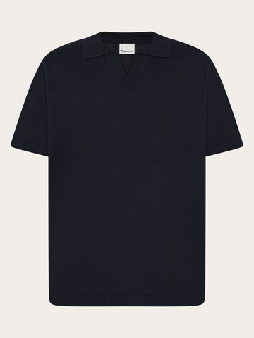 KnowledgeCotton Apparel - MEN Cashmere knit polo Polos 1412 Night Sky