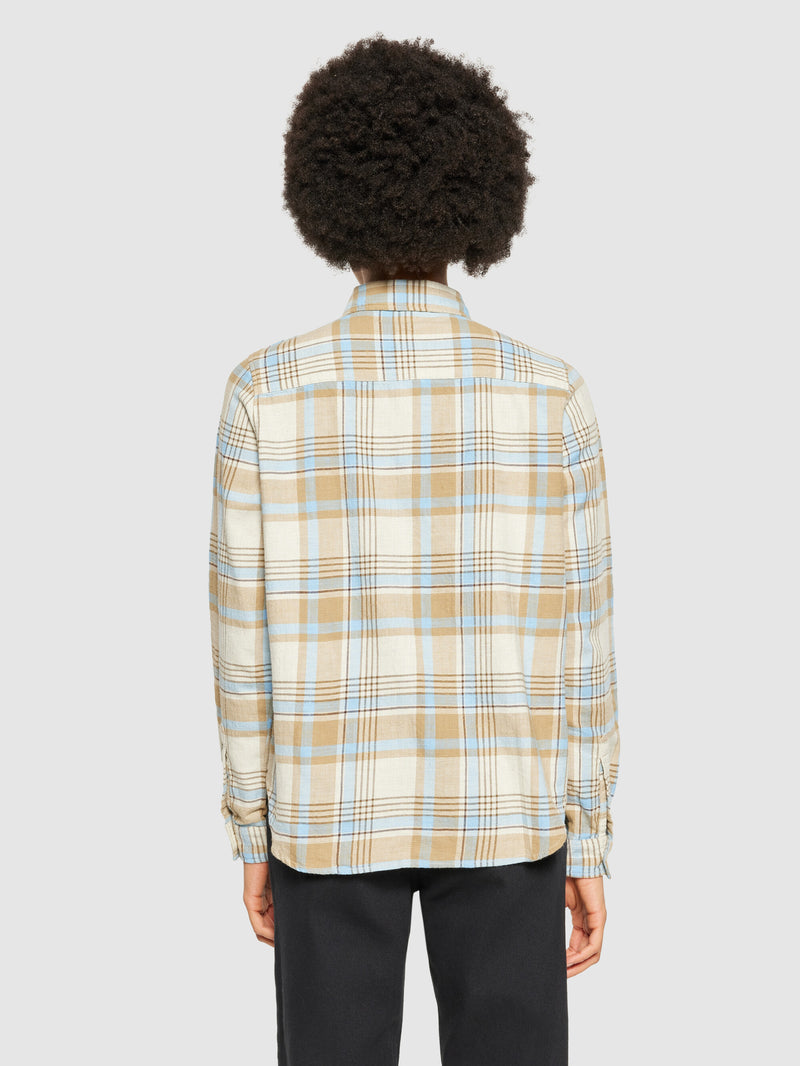 KnowledgeCotton Apparel - WMN Check flannel shirt - GOTS/Vegan Shirts 7021 blue check