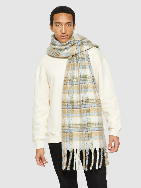 KnowledgeCotton Apparel - UNI Checked scarf - GRS/Vegan Scarfs 7030 Beige check