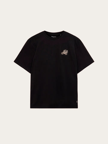 KnowledgeCotton Apparel - MEN Chest embroidery t-shirt T-shirts 1300 Black Jet