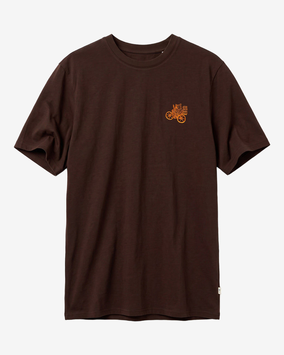 KnowledgeCotton Apparel - MEN Chest embroidery t-shirt T-shirts 1487 Chocolate Torte
