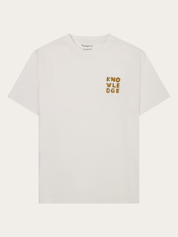 KnowledgeCotton Apparel - MEN Chest print t-shirt T-shirts 1387 Egret