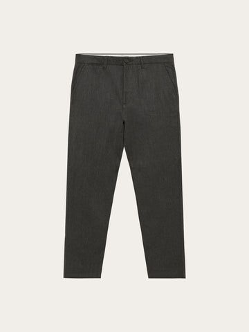 KnowledgeCotton Apparel - MEN Chuck regular herringbone pants Pants 1073 Dark Grey Melange