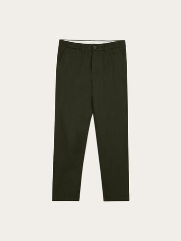 KnowledgeCotton Apparel - MEN Chuck regular herringbone pants Pants 1090 Forest Night