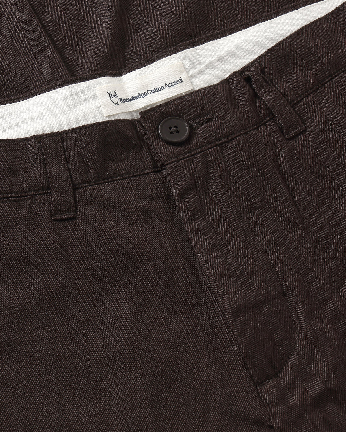 KnowledgeCotton Apparel - MEN Chuck regular herringbone pants Pants 1487 Chocolate Torte