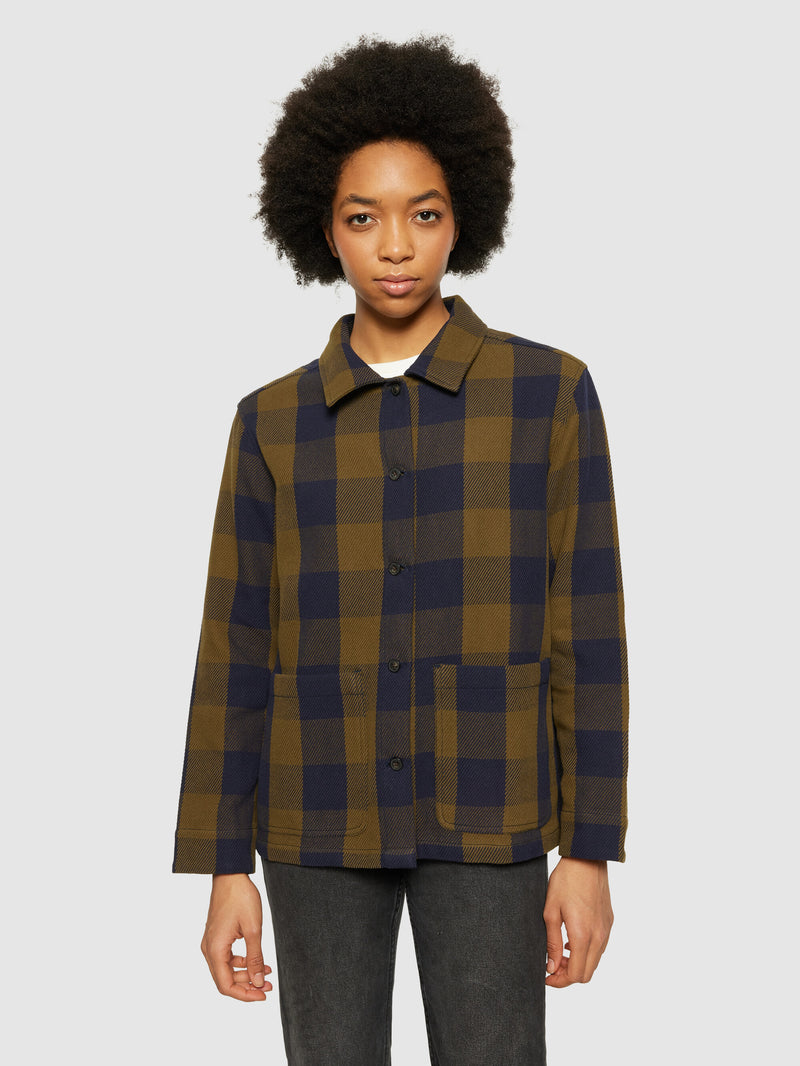 KnowledgeCotton Apparel - WMN Classic check overshirt - GOTS/Vegan Overshirts 7030 Beige check