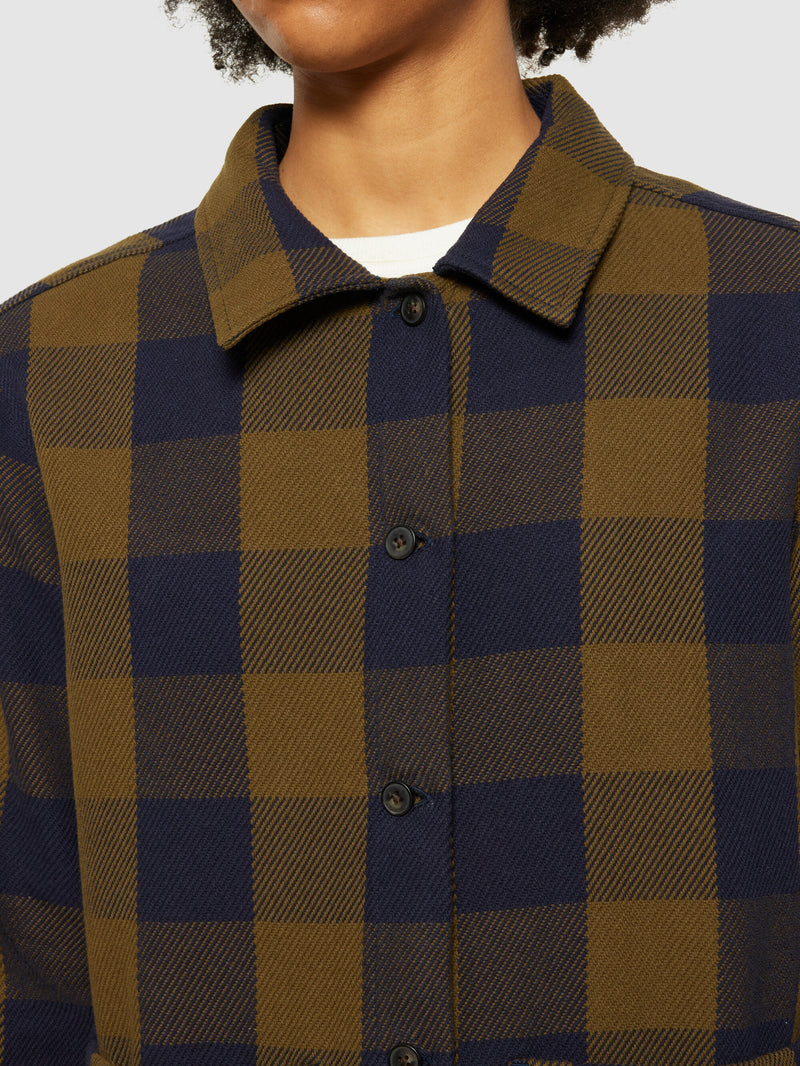 KnowledgeCotton Apparel - WMN Classic check overshirt - GOTS/Vegan Overshirts 7030 Beige check