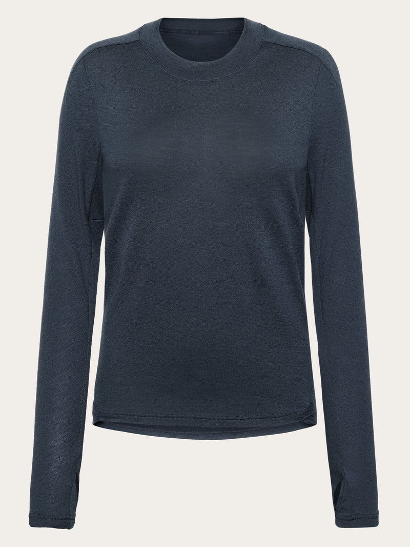 KnowledgeCotton Apparel - WMN Dynamic Wool 175 Single constructed long sleeve t-shirt - RWS Long Sleeves 1001 Total Eclipse