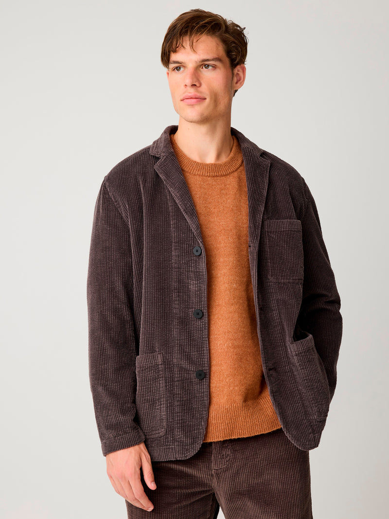 KnowledgeCotton Apparel - MEN Corduroy blazer Overshirts 1487 Chocolate Torte
