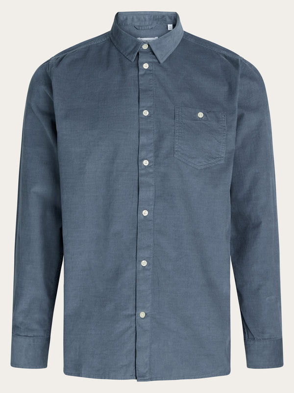 KnowledgeCotton Apparel - MEN Corduroy custom fit shirt Shirts 1361 China Blue