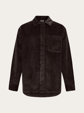 KnowledgeCotton Apparel - MEN Corduroy overshirt Overshirts 1487 Chocolate Torte