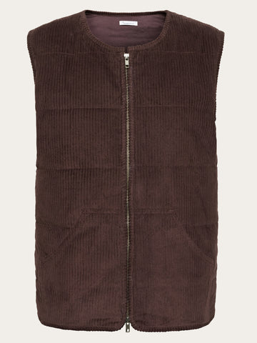 KnowledgeCotton Apparel - WMN Corduroy overshirt Vests 1394 Chocolate Plum
