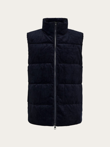 KnowledgeCotton Apparel - MEN Corduroy puffer vest Vests 1412 Night Sky