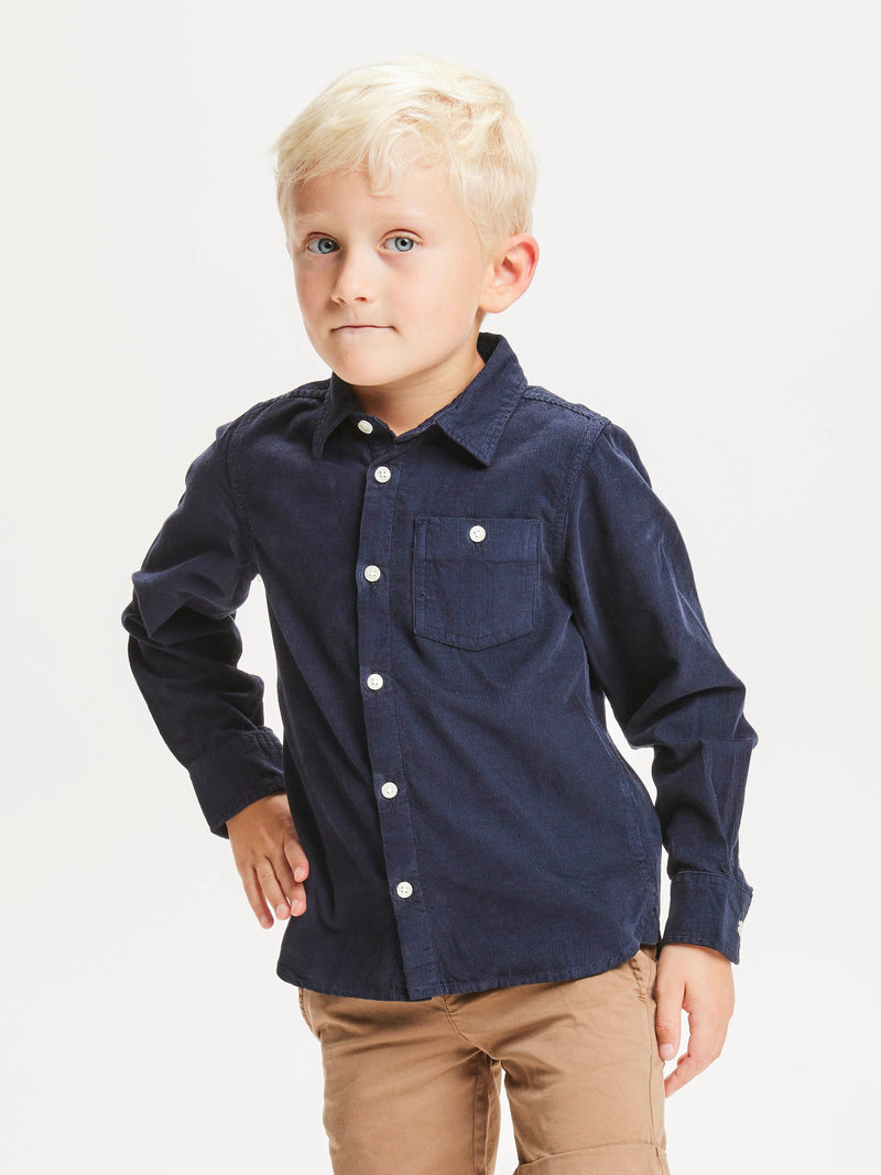 KnowledgeCotton Apparel - YOUNG Corduroy shirt Shirts 1001 Total Eclipse
