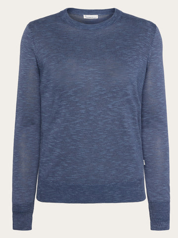 KnowledgeCotton Apparel - WMN Crew neck knit Tencel™ Knits 1226 Vintage Indigo