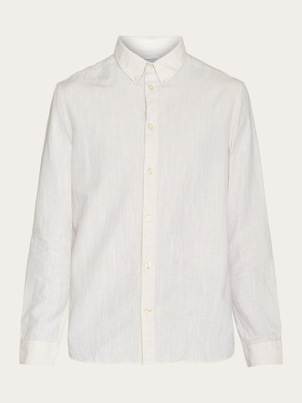 KnowledgeCotton Apparel - MEN Custom fit linen shirt Shirts 1228 Light feather gray