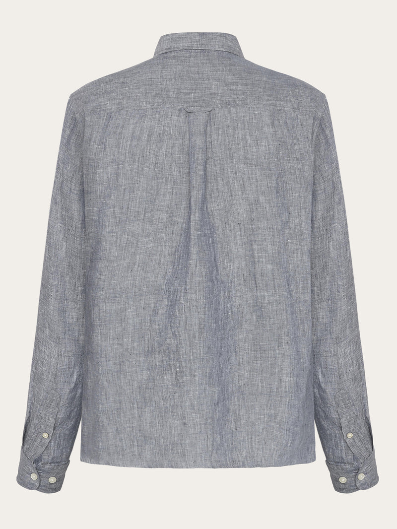 KnowledgeCotton Apparel - MEN Custom fit linen shirt Shirts 1226 Vintage Indigo