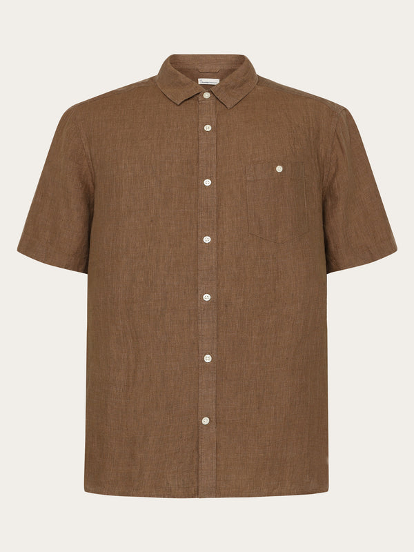 KnowledgeCotton Apparel - MEN Custom fit linen short sleeve shirt Shirts 1019 Tuffet