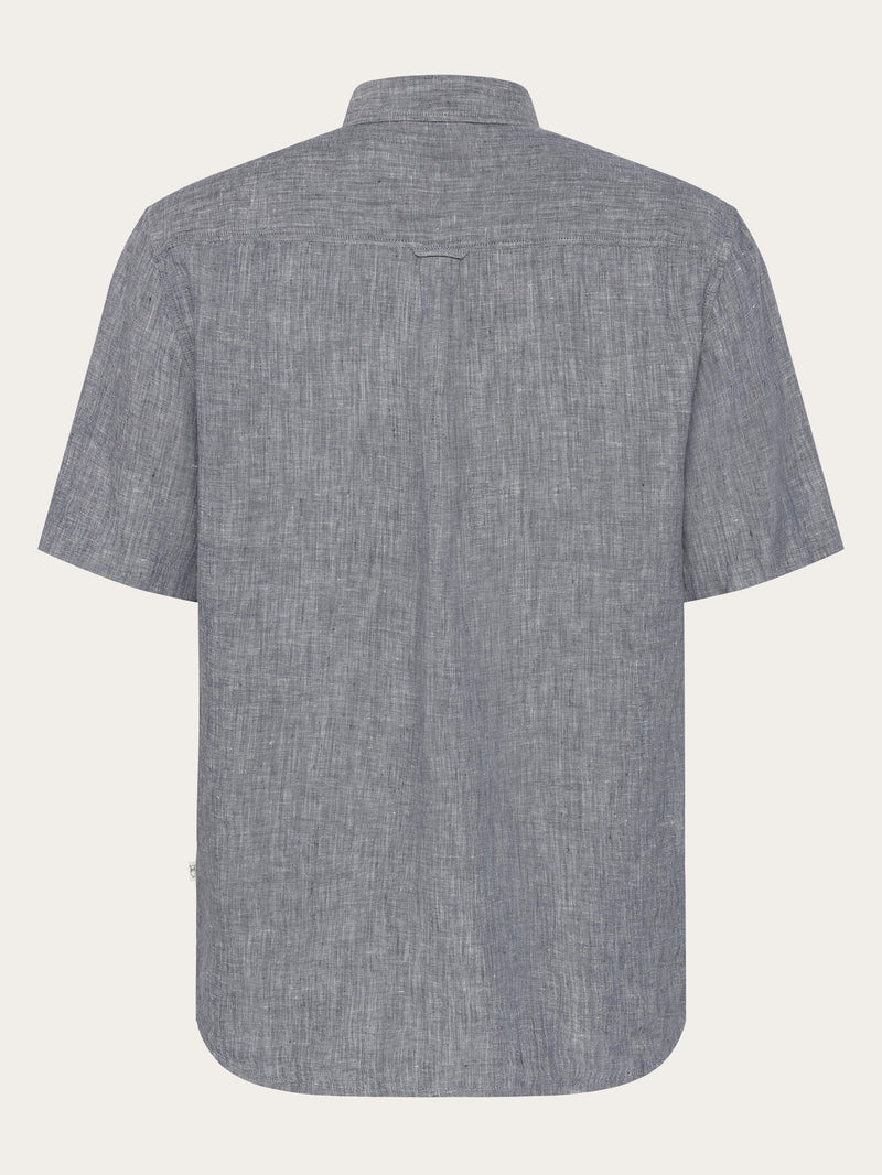 KnowledgeCotton Apparel - MEN Custom fit linen short sleeve shirt Shirts 1226 Vintage Indigo