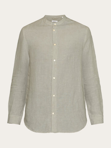 KnowledgeCotton Apparel - MEN Custom fit linen stand collar shirt Shirts 1498 Twill - Yarndyed