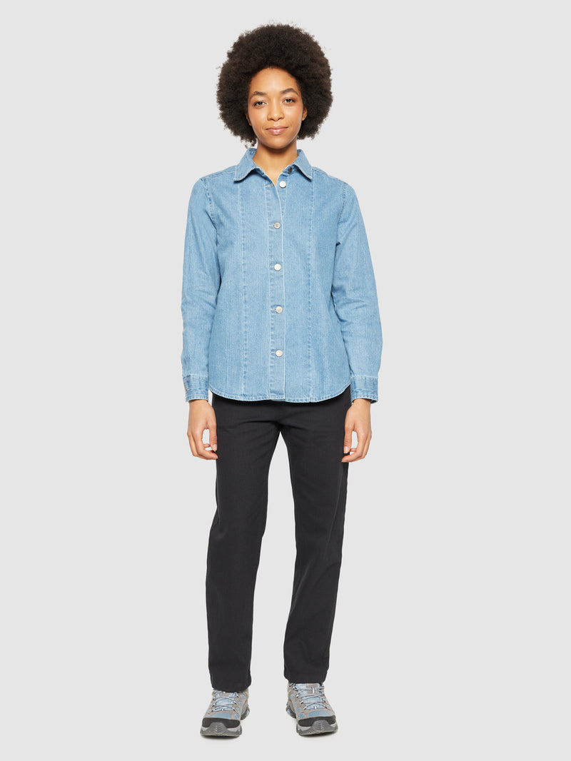 KnowledgeCotton Apparel - WMN Denim shirt - GOTS/Vegan Shirts 3058 Light Blue denim