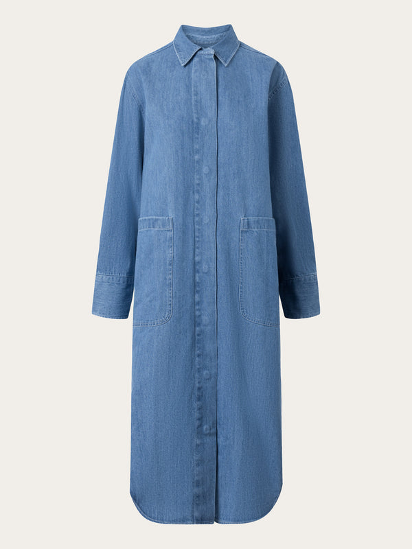 KnowledgeCotton Apparel - WMN Denim shirt dress Dresses 3035 Vintage Indigo