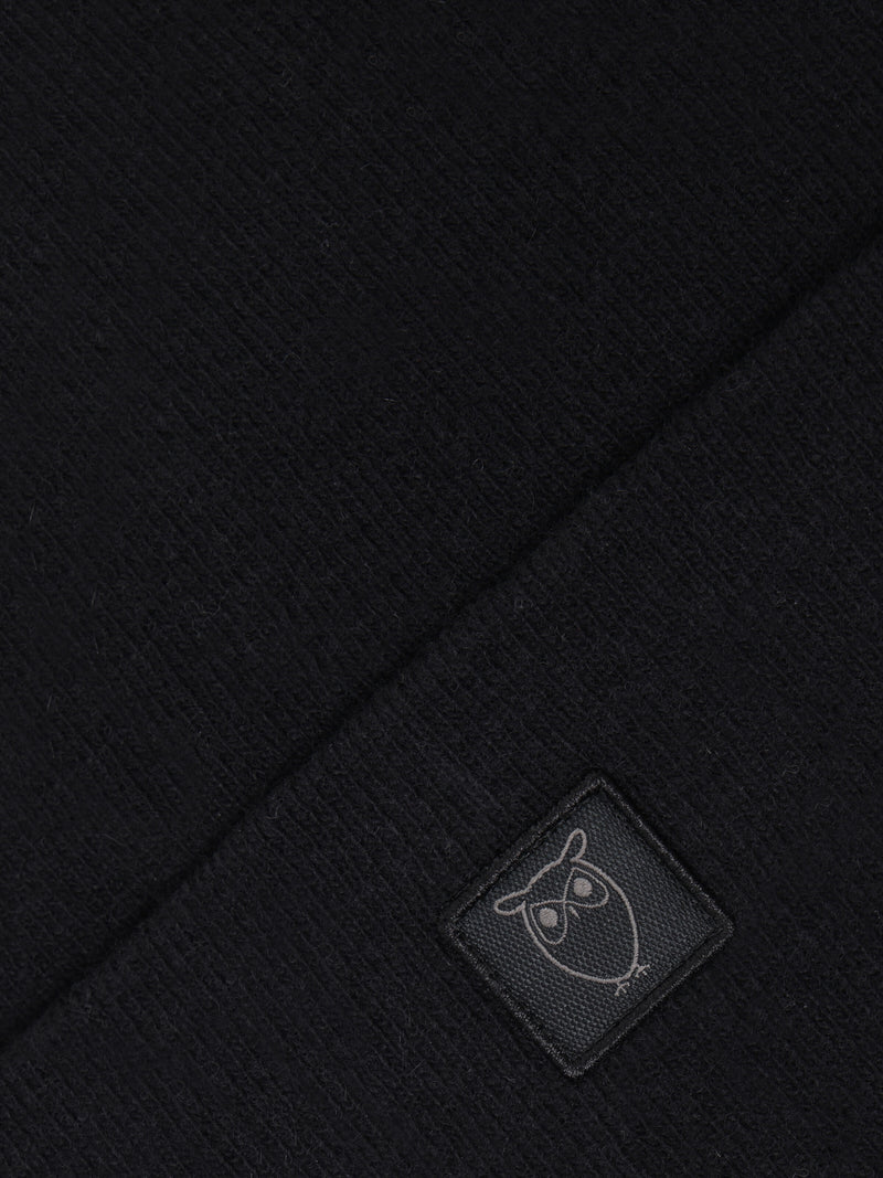 KnowledgeCotton Apparel - UNI Double layer wool beanie Hats 1300 Black Jet