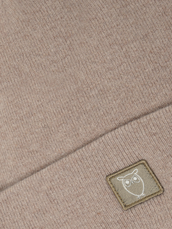 KnowledgeCotton Apparel - UNI Double layer wool beanie Hats 1336 Kelp melange